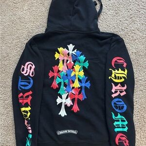 Chrome Hearts Black Hoodie with Multicolor Crosses